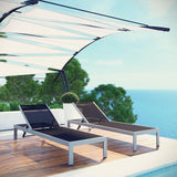 Pemberly Row Modern Aluminum Outdoor Chaise Lounge, 76 x 25 x 19-36 in, Mesh and PVC-Coated Polyester - Photo 2