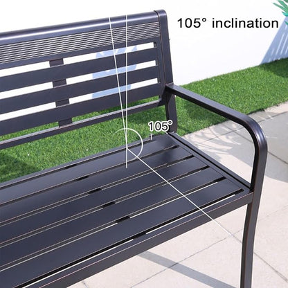 Garden Benches for Outdoors Rust Proof with Rounded Armrests Aluminum Alloy Outside Bench with 105° Wide Backrest Strong Load-Bearing Capacity for Porch, Deck, Park, Yard(Green)