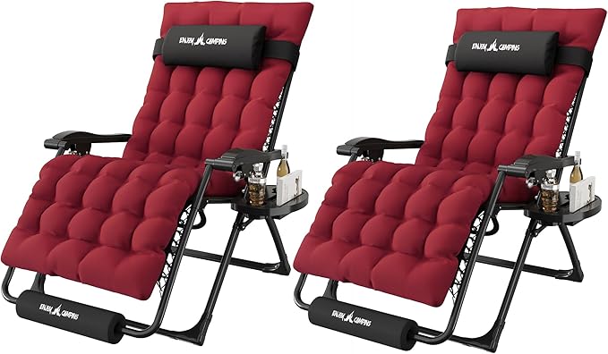 Amopatio Oversized Zero Gravity Chair, 29''W Reclining Camping Lounge Chair Upgraded Lock and Footrest, Cup Holder - Photo 9