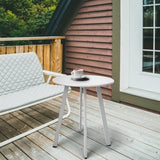 Outdoor Side Table - Weather Resistant Patio Table, Round Metal Steel, Waterproof End Table for Garden, Balcony, Yard - Photo 2