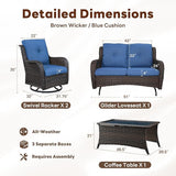 Belord 4 Piece Patio Wicker Furniture Set, Outdoor Swivel Rocker Chairs - Photo 2