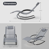 Outdoor Lounge Chair with Pillow, Pool Chaise Lounge Chair Set of 2, Grayish Blue - Photo 2