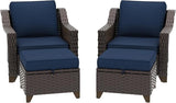 4 Pieces Patio Conversation Furniture Set - 2 Chairs with Ottomans Set of 2 - Photo 7