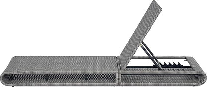 Christopher Knight Home Edsel Wicker Chaise Lounge Chair Outdoor, PE Faux Rattan Patio Outdoor Chaise Lounge with Iron Frame, Adjustable Backrest Single Lounge Sofa, Poolside Seating, Grey