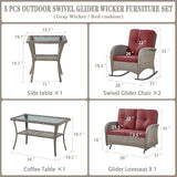Belord 5 Piece Outdoor Conversation Patio Furniture Set - All-Weather Wicker Patio Rocking Chairs with Loveseat Glider - Photo 2