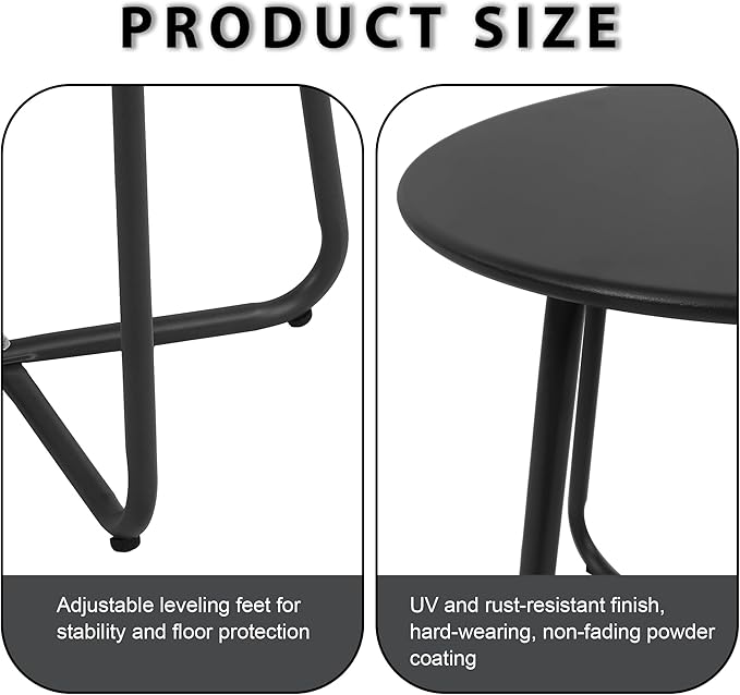 EortheX Small Round Metal Coffee Side Birstro Table – Sturdy & Weather-Resistant Accent Table for Patio - Photo 5