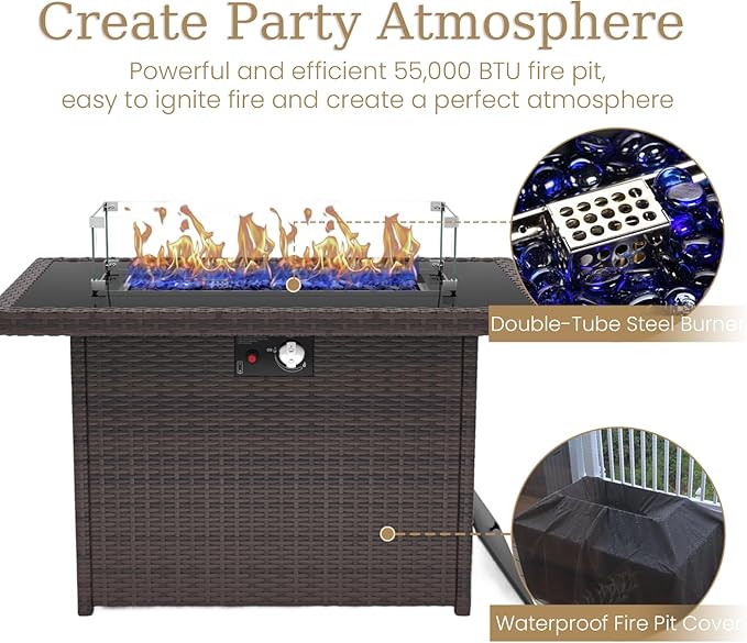 7 Piece Patio Furniture Set with Fire Pit Table - Photo 7