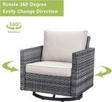 Wicker Outdoor Patio Furniture Set - 5 Piece Patio Conversation Set with 2 Swivel Rocker Chairs - Photo 3