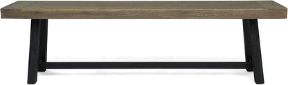 Christopher Knight Home Toby Outdoor Acacia Wood Bench, Sandblast Gray Finish and Black