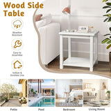 Outvita Patio Small Side Table, Acacia Wood 18 inch Double-Deck Coffee Table with Storage Tier for Living Room, Garden - Photo 7