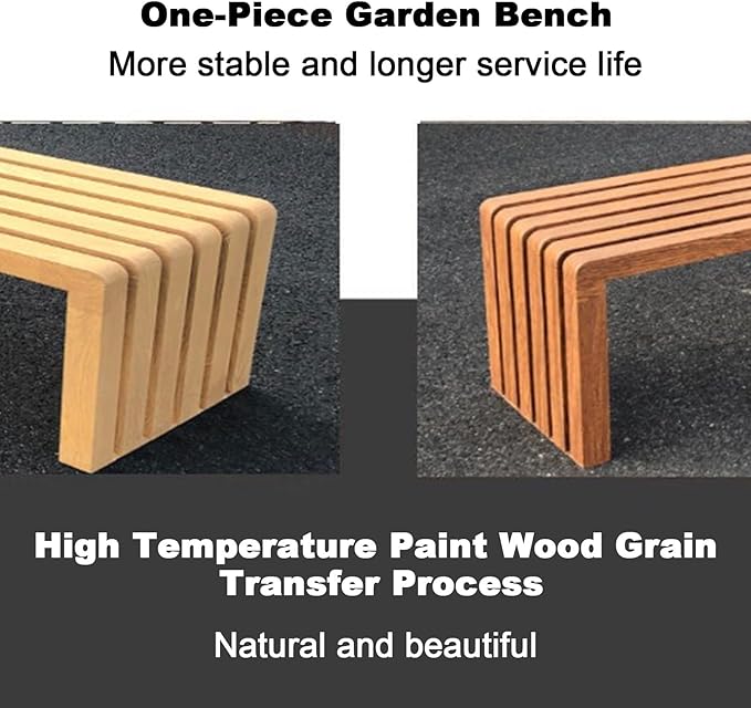 Outdoor Garden Bench, Metal Garden Bench Weatherproof, Galvanized Steel, Load-Bearing 880lbs, for Garden, Porch, Backyard and Park(Beige,150cm/59in)