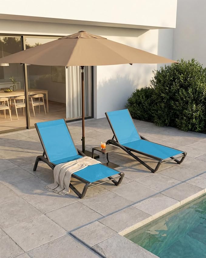 Lounge Chair Outdoor, Aluminum Chaise Lounge Outdoor, Lightweight Lounge Chairs for Outside with 5 Adjustable Backrest - Photo 7