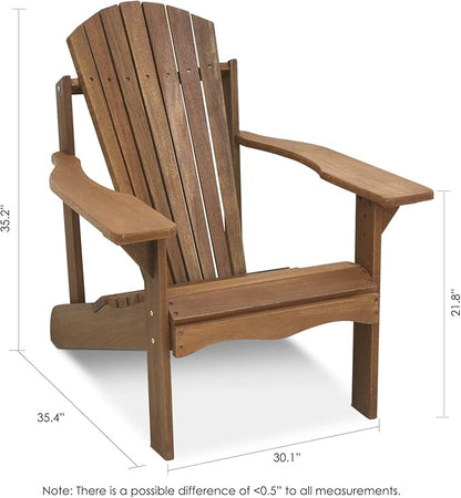 Furinno FG16918 Tioman Hardwood Patio Furniture Adirondack Chair in Teak Oil, Large, Natural