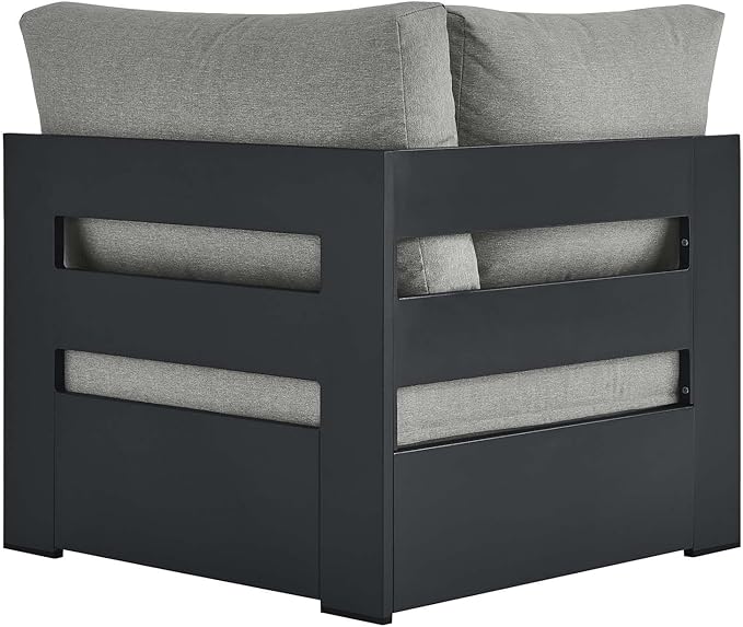 Modway Tahoe Aluminum Outdoor Sectional Corner Chair Gray with Weather-Resistant Cushions - Photo 5
