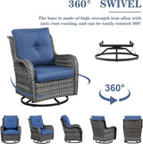 Belord Wicker Patio Furniture Sets - 8 Piece Rattan Outdoor Furniture Conversation Sets with 4 Swivel Rocker Chairs - Photo 6
