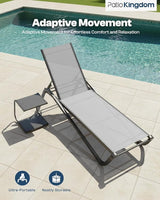 Lounge Chair Set of 2, Aluminum Chaise Lounge Outdoor with Side Table - Photo 4