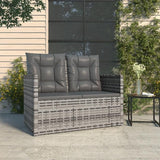 Garden Bench Deck Bench Patio Bench with Cushions Gray 41.3" Poly Rattan - Photo 1