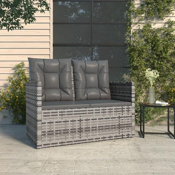 Garden Bench Deck Bench Patio Bench with Cushions Gray 41.3" Poly Rattan - Photo 1