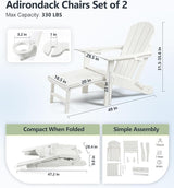 PASAMIC Folding Adirondack Chairs Set of 2 with Retractable Ottoman, 5-Position Adjustable Backrest - Photo 2