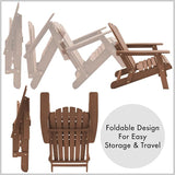 Casafield Oversized Folding Adirondack Chair, Cedar Wood Outdoor Fire Pit Lounge Chairs for Patio, Deck, Yard - Photo 3
