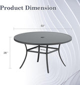 Outdoor Dining Table for 8, 53" Round Outdoor Table with Adjustable Umbrella Hole - Photo 2