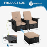 5PCS Outdoor Wicker Chaise Lounge Chair - Rattan Adjustable Reclining Patio Lounge Chair with Ottoman and Coffee Table - Photo 2