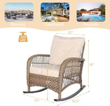 Outdoor Wicker Rocking Chair with Thickened Cushions, All-Weather Rattan Patio Rocking Chairs - Photo 2