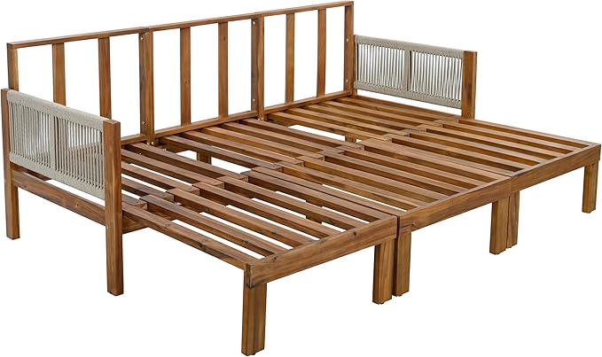 LUMISOL Outdoor Patio Day Bed Sofa, 3 Seat Convertible Sleeper Sofa for Poolside Backyard, Patio Furniture Lounge Couch with Cushion, Grey