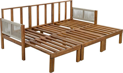 LUMISOL Outdoor Patio Day Bed Sofa, 3 Seat Convertible Sleeper Sofa for Poolside Backyard, Patio Furniture Lounge Couch with Cushion, Grey