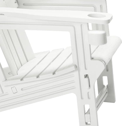 WestinTrends Azura Outdoor HDPE Adirondack Chairs with Connecting Table Tray (Set of 2), White