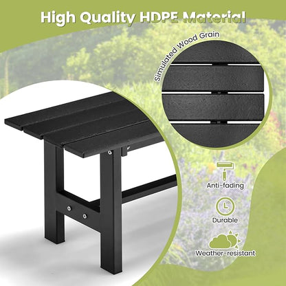 Tangkula 47 Inch HDPE Outdoor Bench Backless, Patio Garden Dining Bench with Slatted Seat & Heavy-duty Metal Frame, 660 LBS Capacity, Weatherproof Outside Bench for Park, Yard, Entryway & Porch, Black