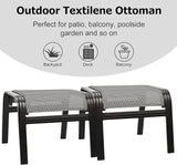 Patio Ottomans Outdoor Foot Rest Aluminum Patio Footstool Samll Seat Wicker Furniture Patio Ottoman 2 Pieces Grey - Photo 5
