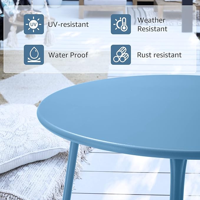 Patio Outdoor Side Table Waterproof Round Metal Steel Small Side Table Weather Resistant Portable Outdoor and Indoor - Photo 6