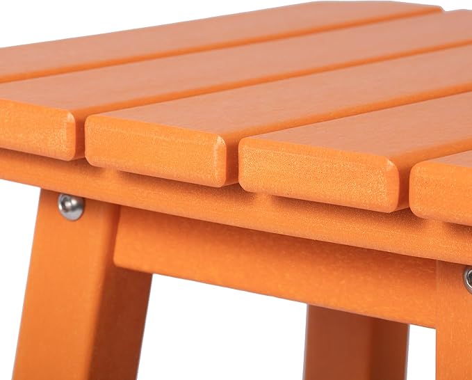 Costaelm 24" Height Outdoor Bar Stools, All-Weather Bar Stools, Adirondack Poly Patio Square Bar Stool for Patio, Deck, Kitchen Counter and Garden, Orange