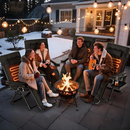 Suteck Heated Zero Gravity Chair, 29" XL Oversized Reclining Lounge Chair with 3 Heat Levels for Back & Seat, Armrest Pads, Cushion & Headrest, Upgraded Lock & Footrest, 500LBS(Battery Not Included)