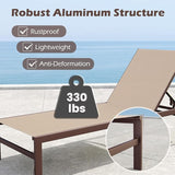HAPPYGRILL Aluminum Chaise Lounge Chair, Heavy-Duty Patio Recliner W/ 6-Level Backrest & Breathable Fabric - Photo 4