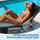 Folding Lounge Chair Outdoor with Insulated Cooler Bag Portable for Outside Patio Chaise Lounge Chair 5-Position with - Photo 7