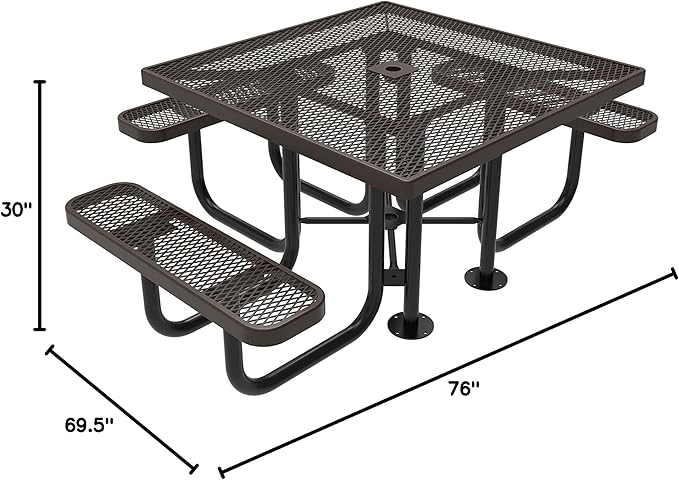 COATEDOUTDOORFURNITURE Heavy-Duty Portable ADA-Compliant Outdoor Picnic Table with Umbrella Hole - Photo 2