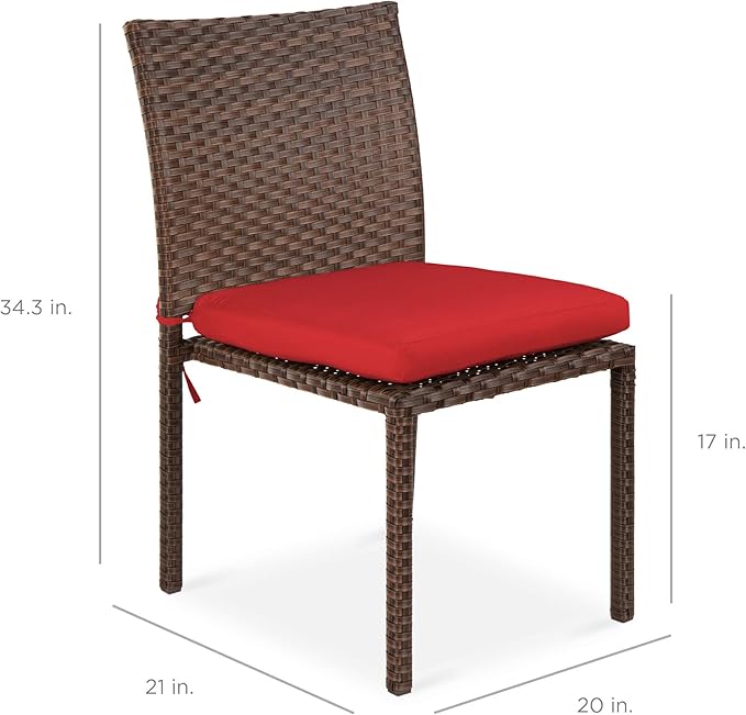 Best Choice Products Set of 4 Stackable Outdoor Patio Wicker Chairs w/Cushions, UV-Resistant Finish - Photo 3