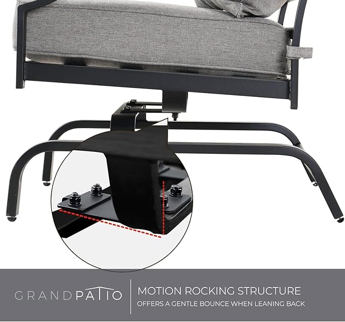 Grand patio 3-Piece Furniture Seating Motion Chairs Set Outdoor Bistro Set Patio Conversation Sets Glider Rocking Chair - Photo 5