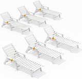 SERWALL Patio Chaise Lounge Chair Set of 6, 5 Positions Adjustable Poly Outdoor Lounger for Pool - Photo 1