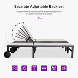 PURPLE LEAF Outdoor Double Chaise Lounge Modern Aluminum Lounge Chairs with Independently Adjustable Backrest Tanning - Photo 9