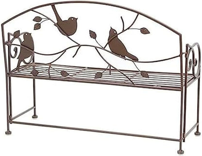 Outdoor Wrought Iron Patio Garden Bench, Vintage Decor Bird-Shaped Patio Balcony Metal Kids Bench Multipurpose Planter, Weatherproof Porch Chair, Lightweight