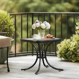 VINGLI Outdoor Side Table, 18" Patio Table Steel Frame Tempered Glass Top - Photo 2