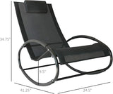 Outsunny Pool Lounger, Outdoor Rocking Lounge Chair for Sunbathing, Pool, Beach, Porch with Pillow & Cool Mesh - Photo 3