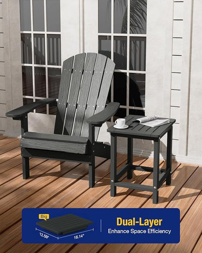 YEFU Outdoor Side Table for Patio: 16" HIPS Weather - Resistant Adirondack Tables - Waterproof Small Square End Tables for Backyard Living Room Bedroom - Indoor Outdoor Durable Table Dark Gray