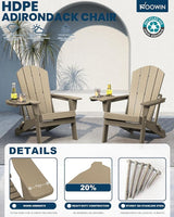 FOOWIN Folding Adirondack Chair Set of 8, HDPE Adirondack Chairs with Cup Holder - Photo 3