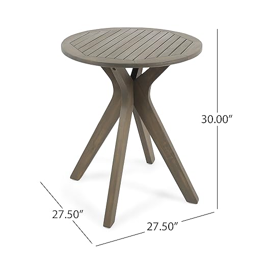 Christopher Knight Home Brigitte Outdoor Round Acacia Wood Bistro Table with X Legs, Grey