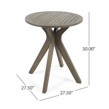 Christopher Knight Home Brigitte Outdoor Round Acacia Wood Bistro Table with X Legs, Grey