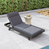 Lounge Chaise Set with Headrest and Side Space for Outdoor Relaxation, Acacia Wood Frame with Water-Resistant Cushions - Photo 5